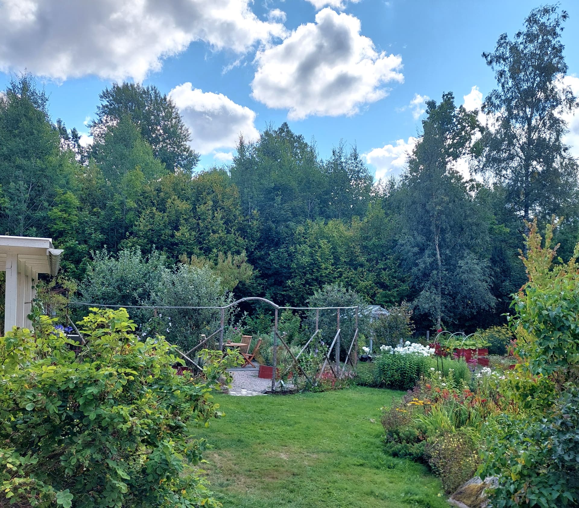 Trädgården vid Hjärtats Livsharmoni en sommardag